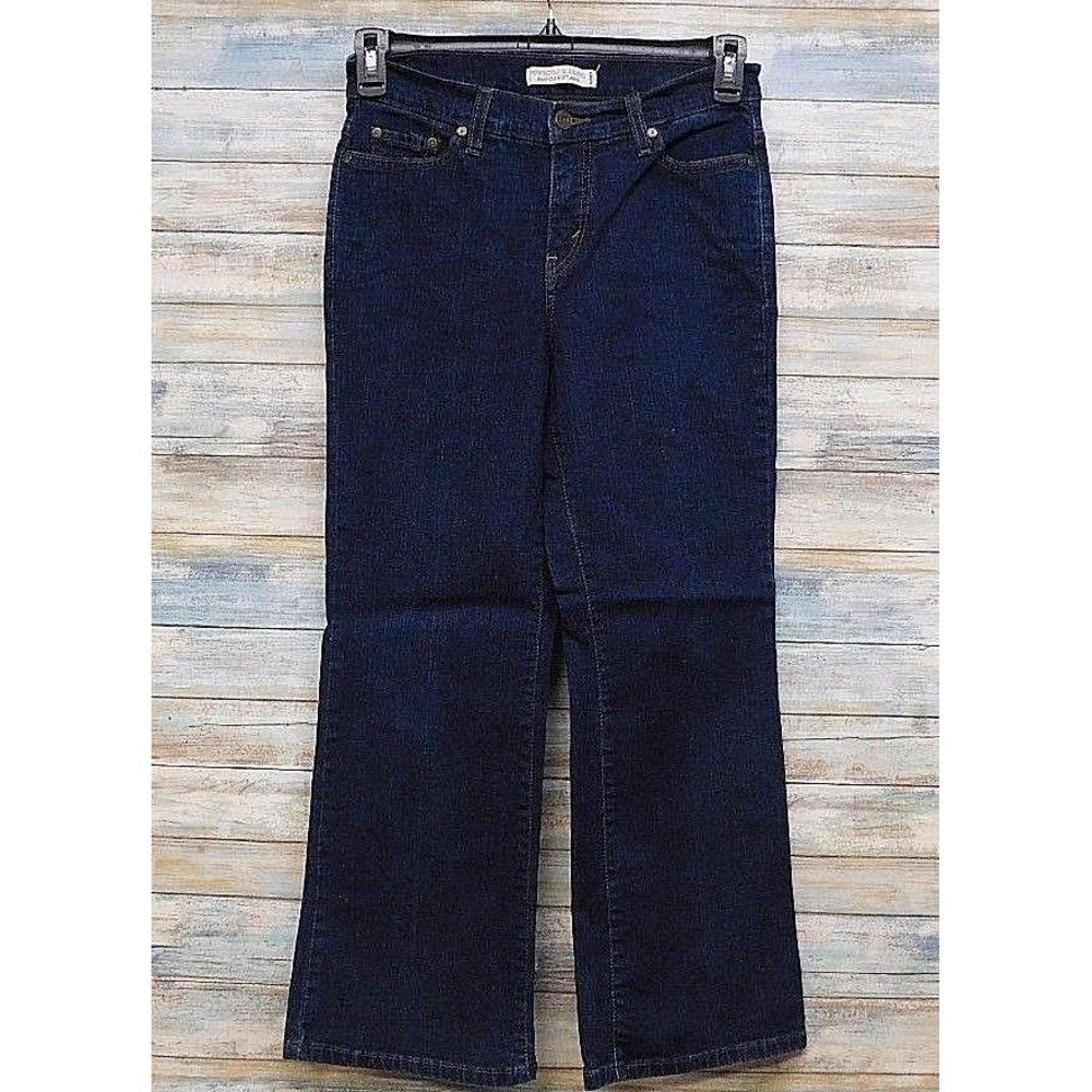 Levi's Perfectly Slimming 512 Boot Cut Jeans Dark Wash Blue Denim Womens Size 10
